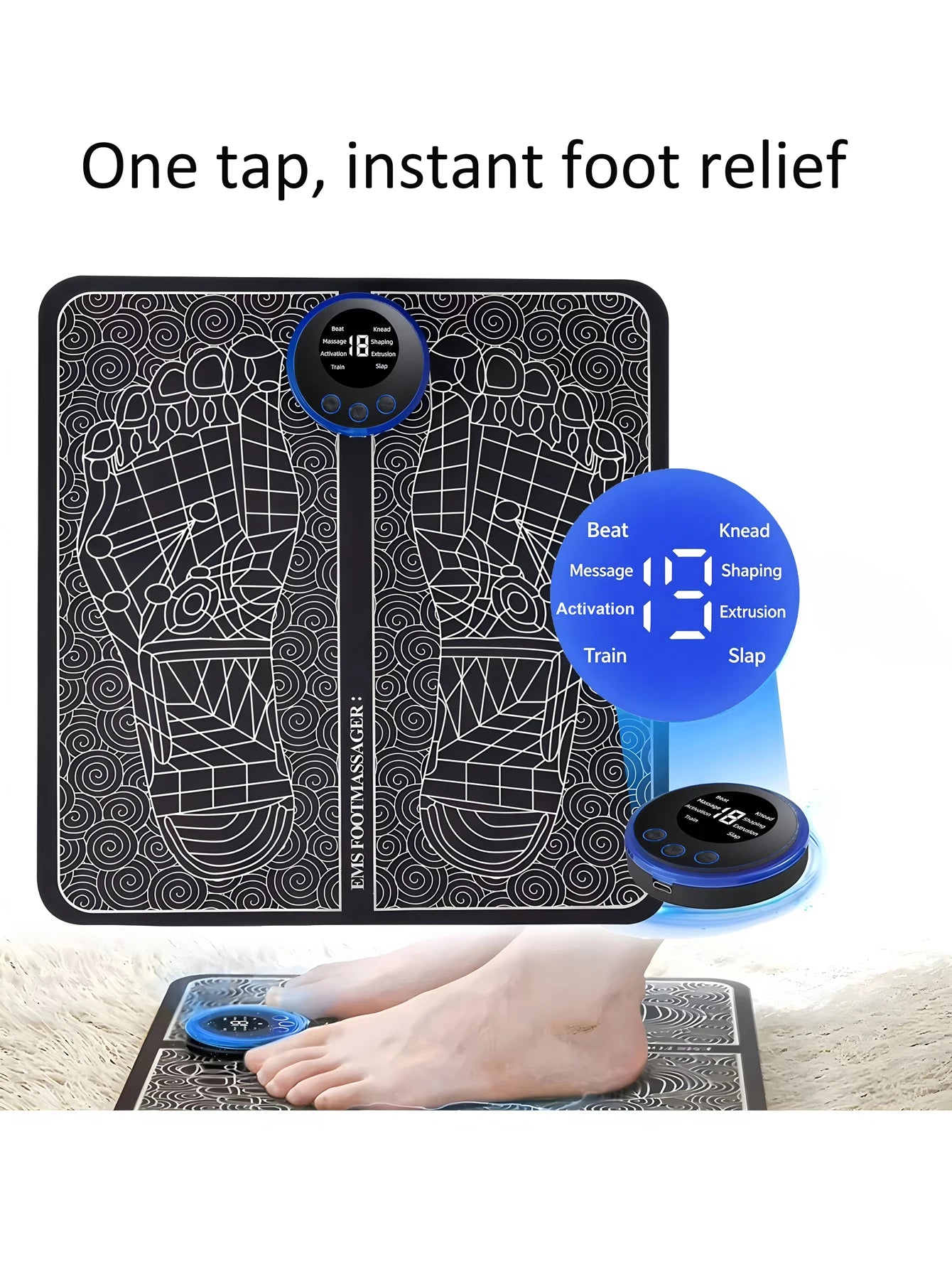 EMS Foot Massager Rechargeable Massage Pad Foot Relaxation Pad Electric Foot Massage Tools Promote Blood Circulation