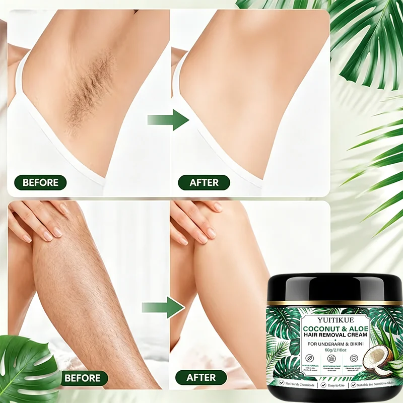 YUITIKUE 60g Coconut Aloe Hair Removal Cream - Gentle Moisturizing Care for Underarm Body Skin