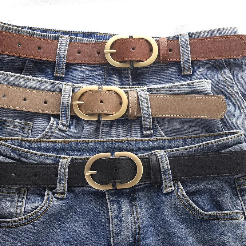 1pc New Women's Belt Fashion Trend Alloy Needle Buckle Shape Simple Pu Leather Decorative Waistband Students Daily Casual Wear