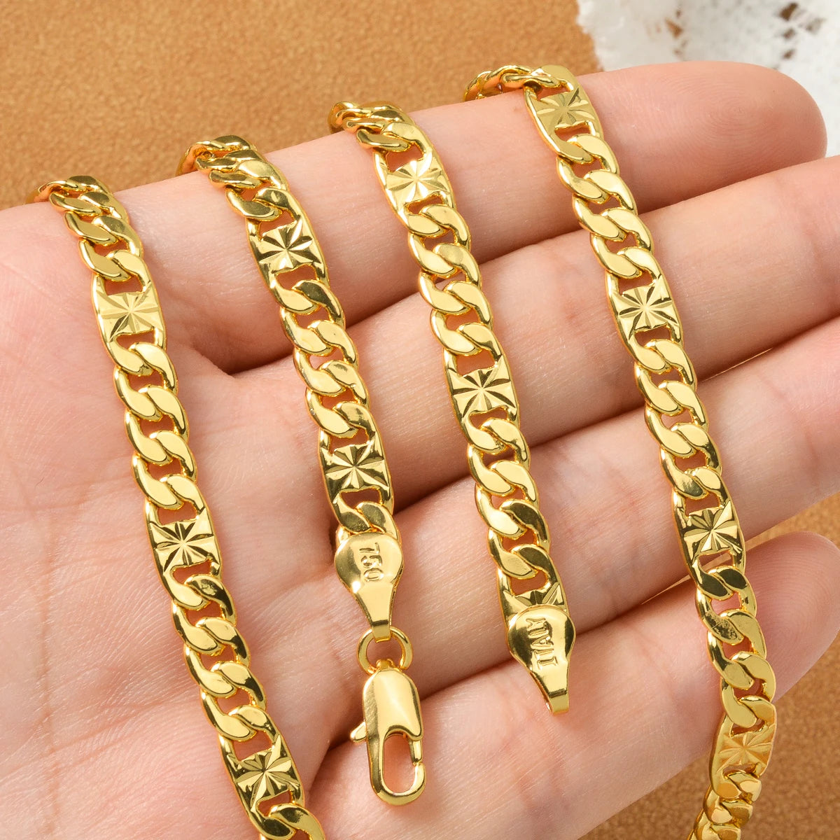 Dubai 18k Gold-plated Copper Necklace Chain Necklace Geometric Cylinder Jewelry Neck Chain 60cm Long Chain Daily Wear Gifts