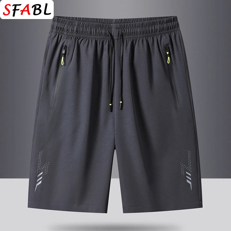 Solid Men's Beach Shorts Sports Short Pants Jogging Running Quick Dry Board Shorts Men Summer Thin Zipper Pockets Loose Bottom