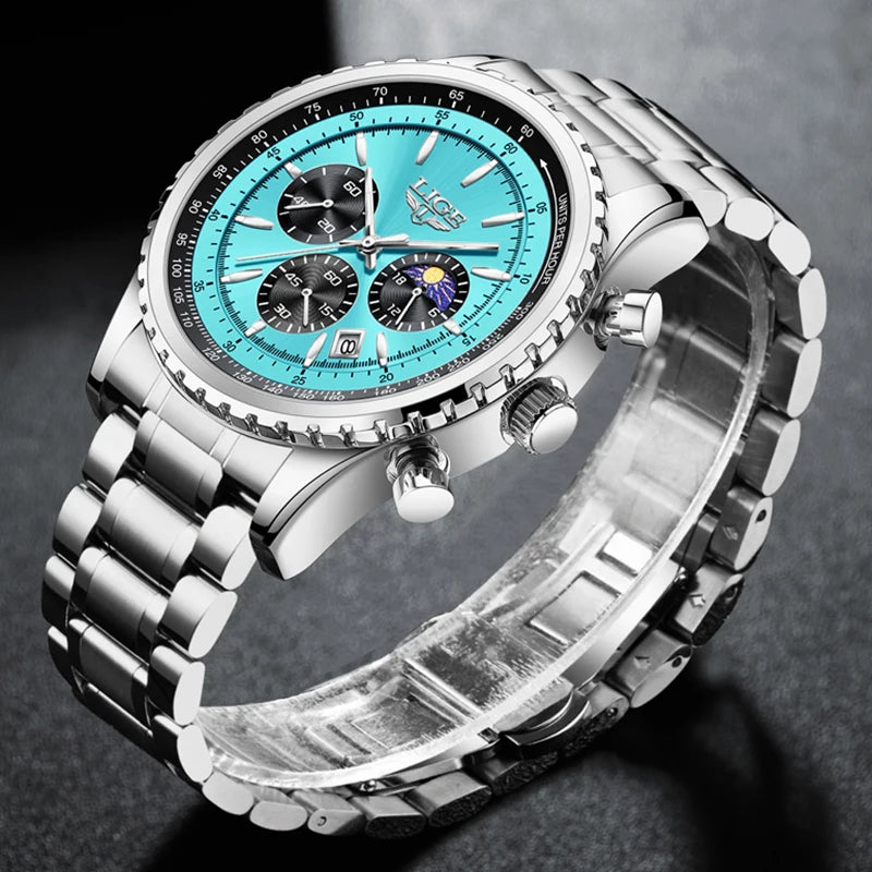 LIGE Fashion Top Brand Luxury Men Watch Casual Business Watch Men Sports Waterproof Quartz chronograph Wrist Watches For Men
