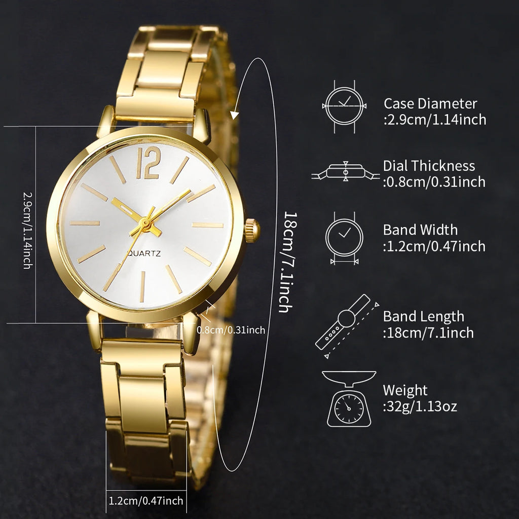 6PCS/Set Fashion Women Watches Luxury Alloy Band Ladies Quartz Watch Diamond Jewelry Set Relogio Feminino（WIthout Box）