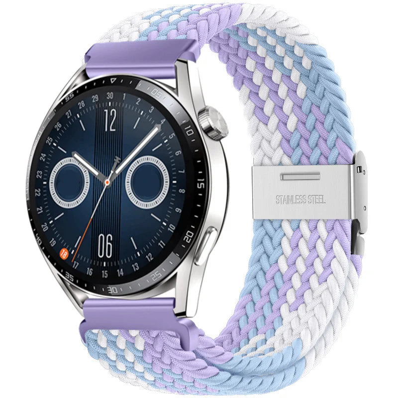 22mm 20mm Nylon Strap For Samsung Galaxy Watch 6 5 4/Gear S3 Magnetic Buckle Metal Adjustment Band For Huawei IWatch 4 GT2/3 Pro