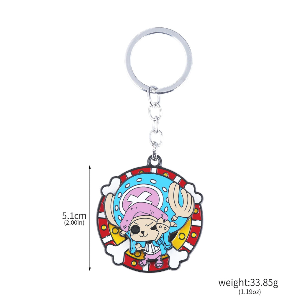 One Piece Luffy Straw Hat Keychain Rotatable Zoro Skull Metal Pendant Role-Playing Decorative Accessories Fan Jewelry Gift