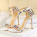 Summer Women 11cm High Heels Rivets Studded Sandals Lady Sandles Stiletto Gladiator Pumps Stripper Fetish Open Toe Luxury Shoes