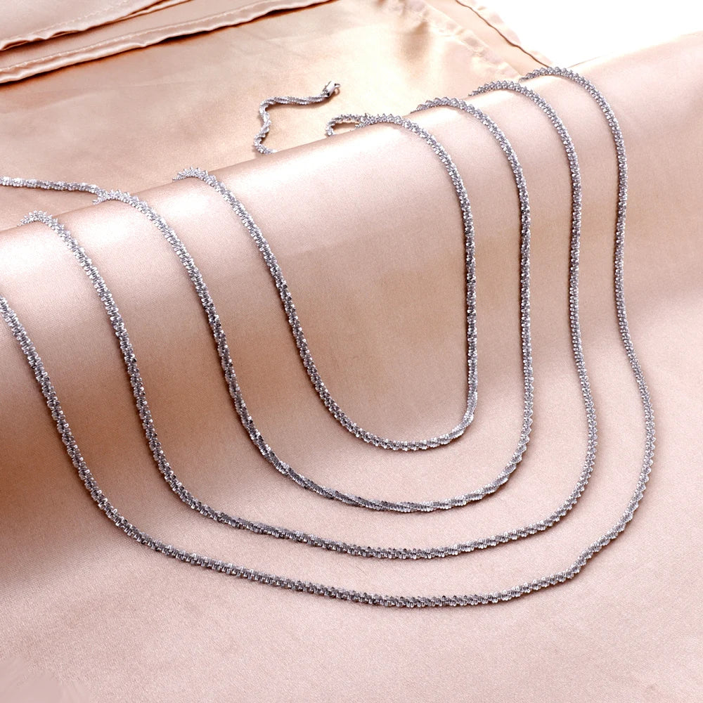 LUXUKISSKIDS 10PCS Shiny Solid Chains Elegant Necklaces for Woman Sparkling Cauliflower Clavicle Choker Simple Wholesale Jewelry