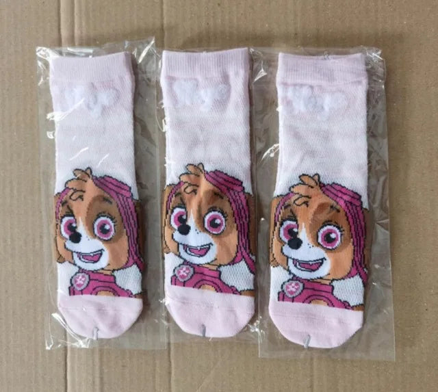 6PCS=3pairs Genuine Paw Patrol Spring Summer Autumn Baby Cotton Sock Kids Socks Chase Skye Children Birthday Gift for Age 3-7Y