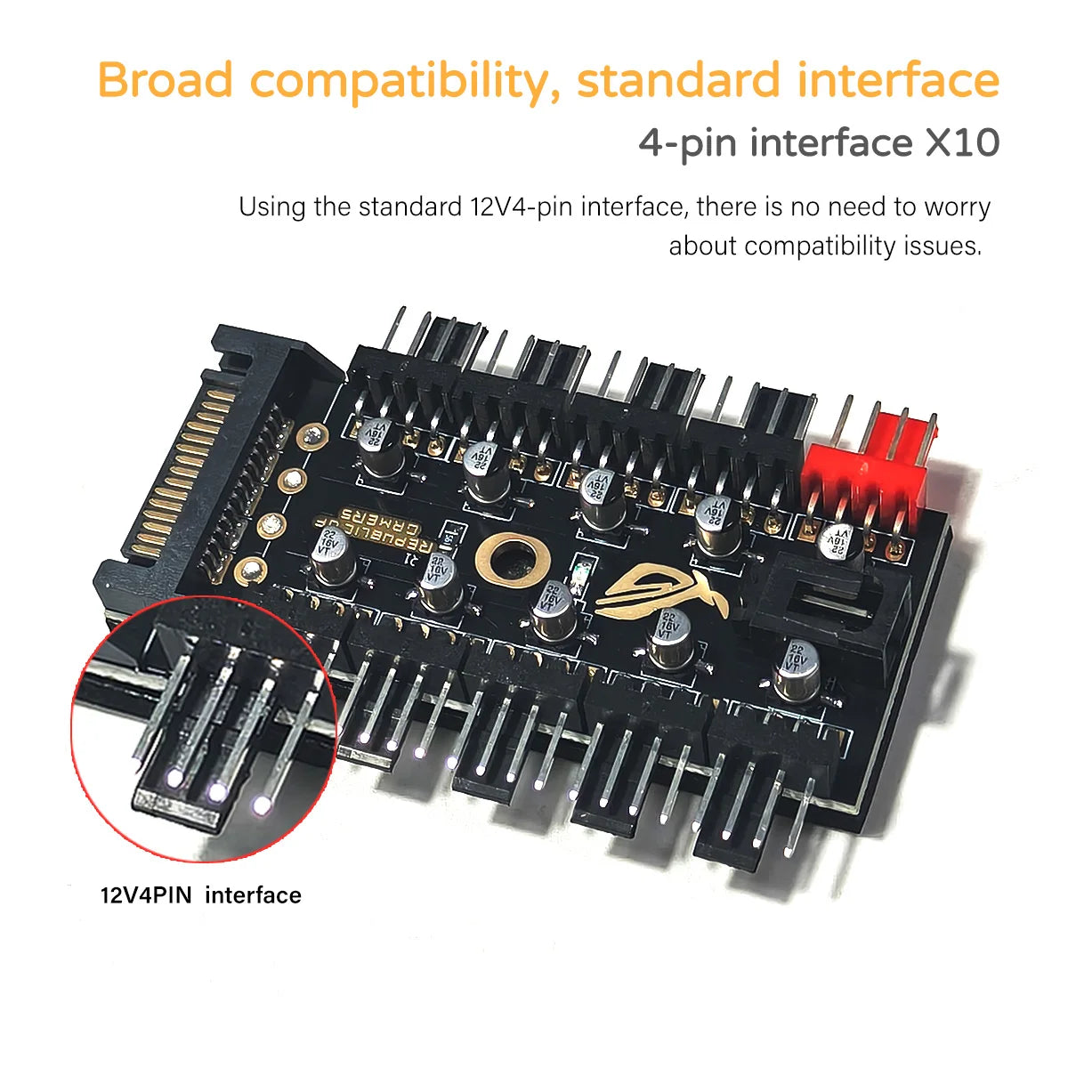 10 Port 12V 4Pin PWM Fan Controller Hub, SATA/IMolex 4PIN Powered PC Fan Splitter for Computer Case Cooling