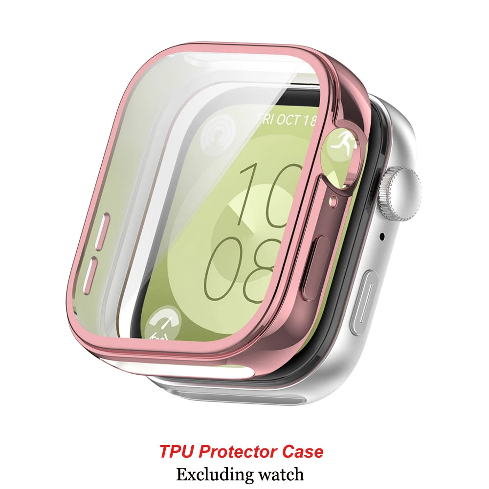 Glass+Case For Huawei Watch Fit 3 All-Around Screen Protector Hard PC Bumper Tempered Glass Watch Case For Huawei Watch Fit 3
