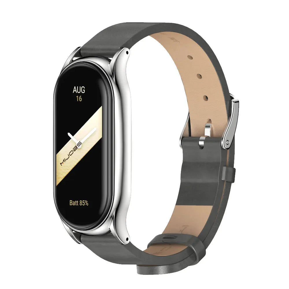 For Mi Band 10 9 8 7 6 5 Strap Silicone Wristband for Mi Band 9 Leather Strap For Mi band 8 Bracelet MiBand Metal Wristbands