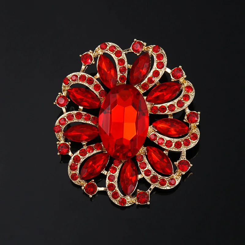 Creative Crown Brooch High-end Alloy Women's Corsage Women's Colorful Rhinestone and Water Drop Jewelry