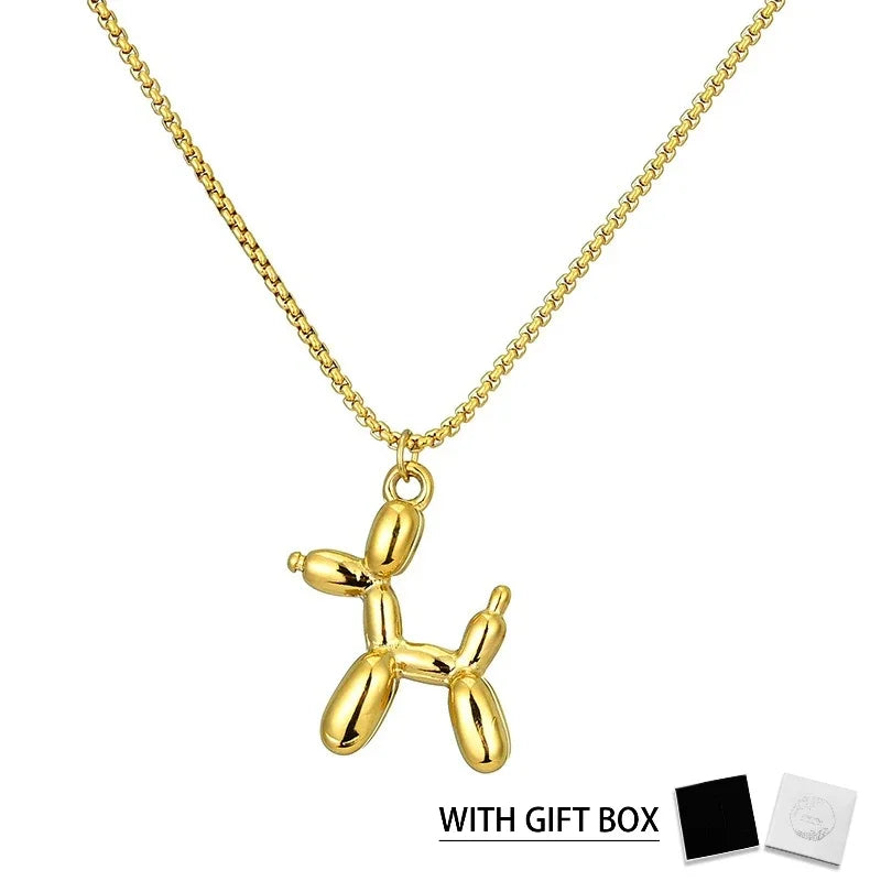 Cartoon Style Titanium Necklace, Joyful Balloon Dog Charm for A Lighthearted Look, Lightweight & Durable, Playful Yet Elegant