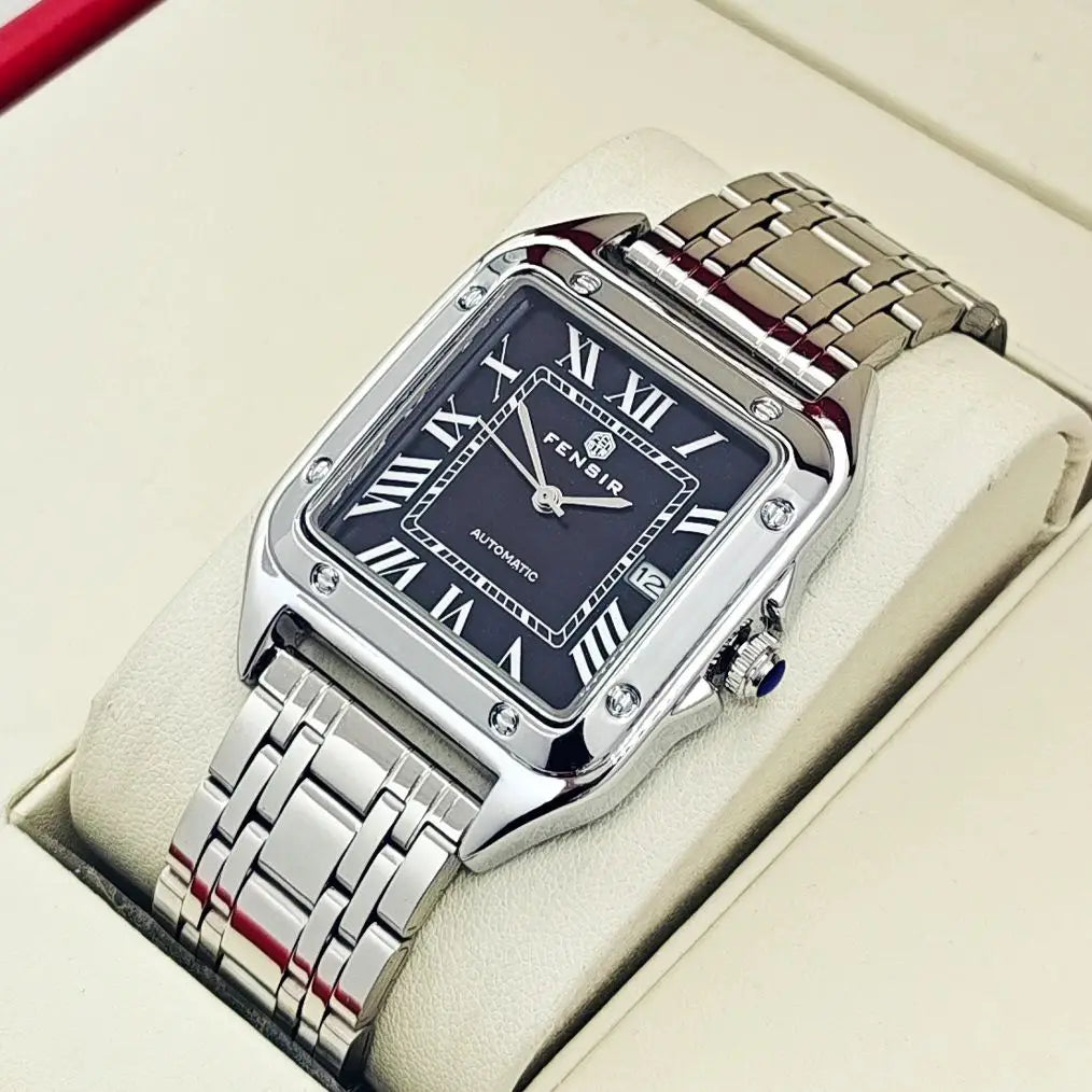 Luxury Watch for Men, Calendar Display, Stainless Steel Strap, High-End Luxury Small Square Men's Watch, Fashionable Business Casual Versatile Trendy Men's Wristwatch, the Best Gift for Him