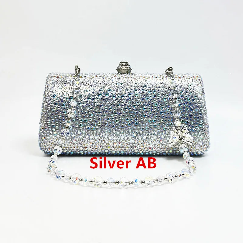 XIYUAN Orange Crystal Evening Clutch Bag Glittering Diamond Crossbody Purse Wedding Bridal Handbag Gorgeous Stones Party Purses