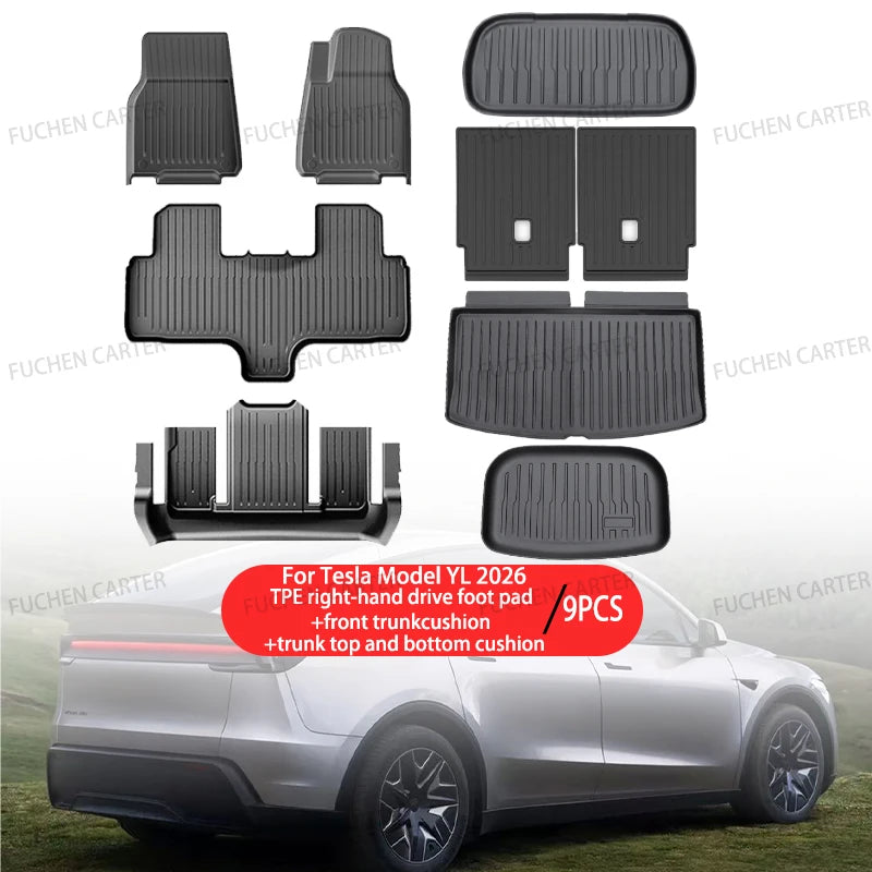 Car Floor Mats for Tesla NEW Model YL 2026 Car Four Seasons Waterproof Non-slip Floor Mat Trunk Mat TPE Special Car Accessories