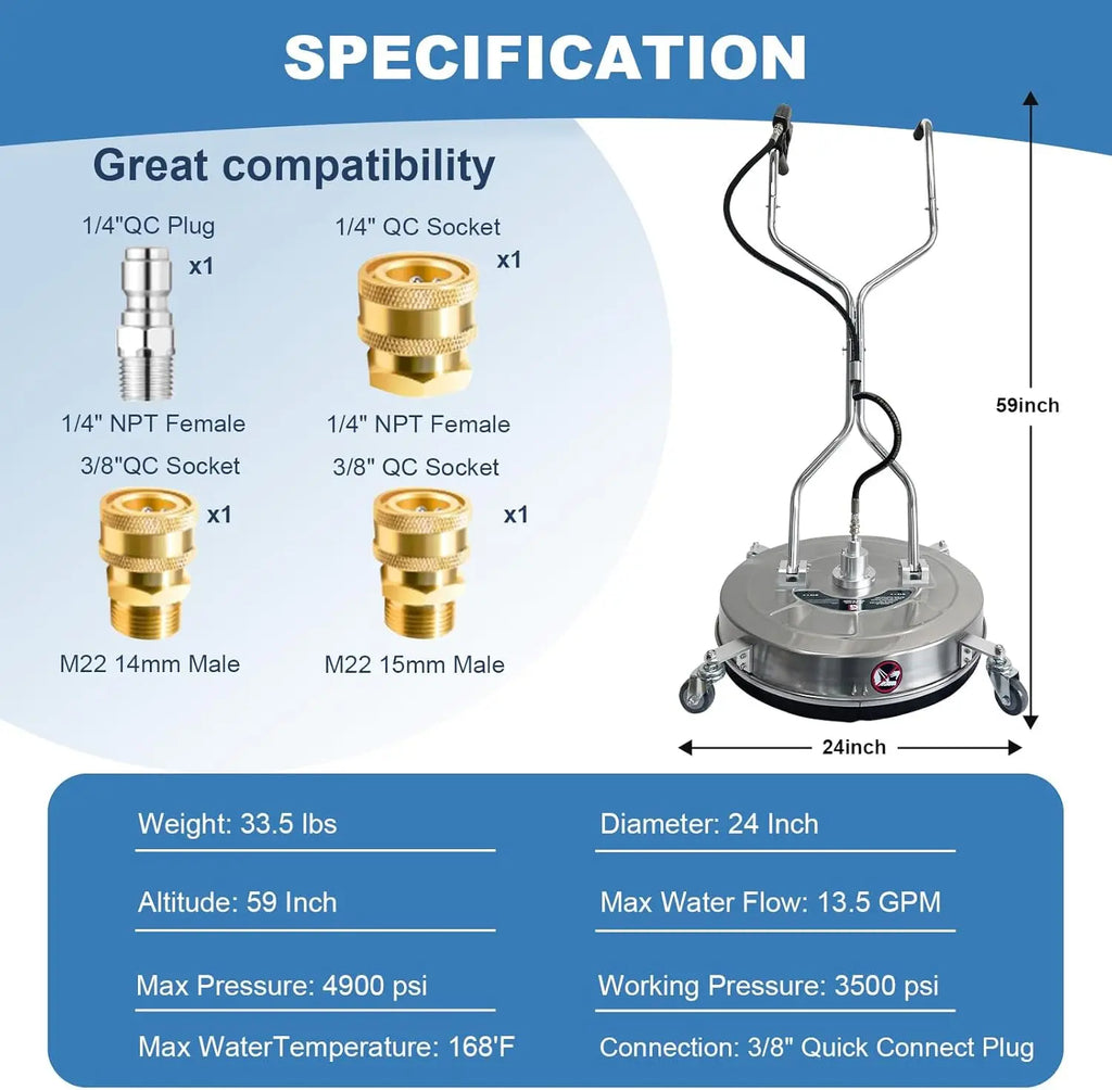 24 Inch High Pressure Stainless Steel Flat Surface Cleaner/ Industrial Pressure Cleaners Mobile Scrubber For Floor Cleaning