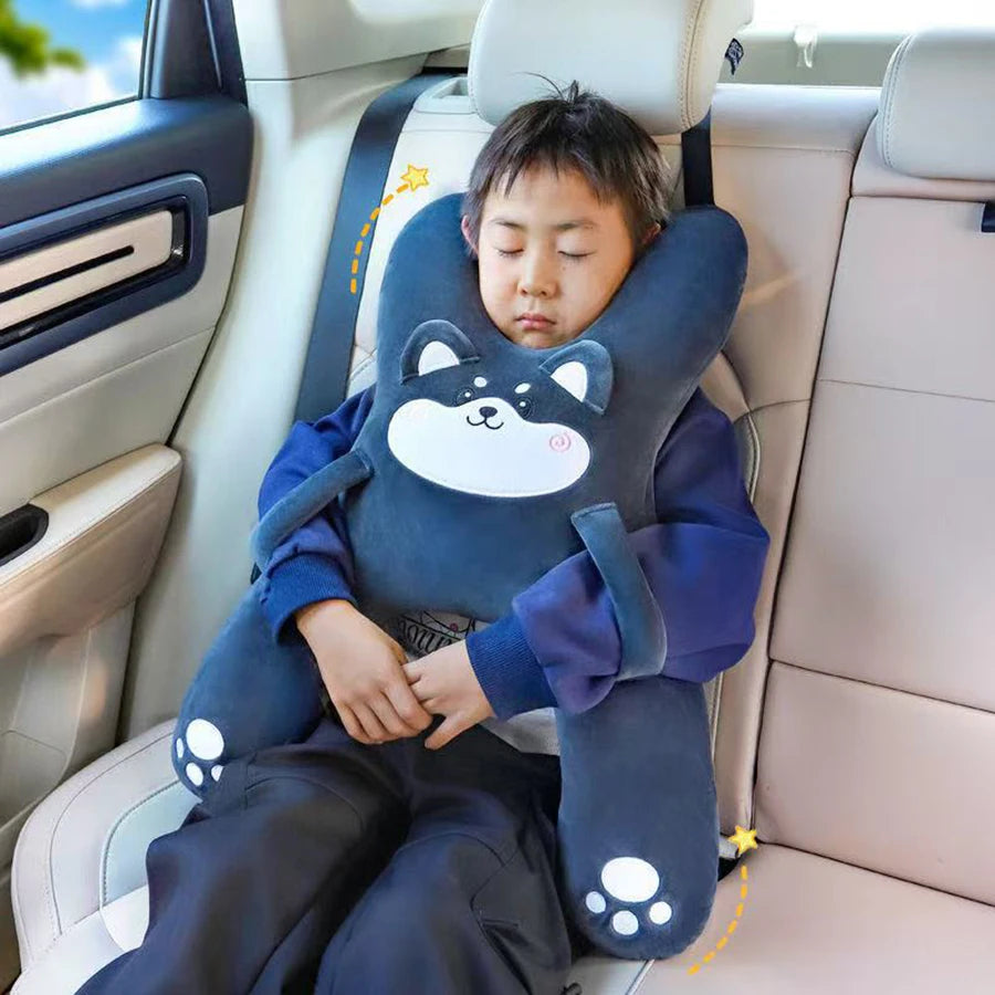 Car Cute Cartoon Pillow Car Mounted Child Sleeping Pillow Car Removable Comfortable Breathable Headrest Lumbar Support