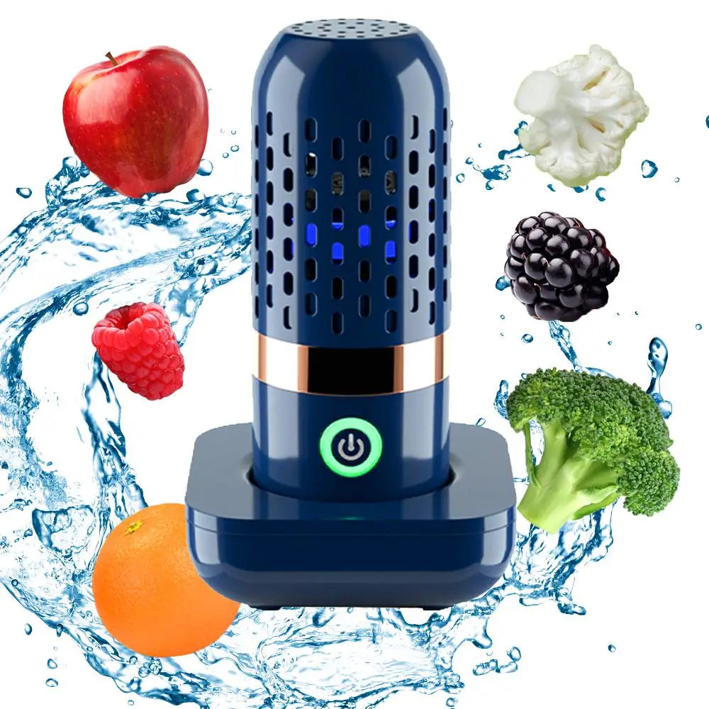Vegetable and Fruit Cleaning Machine, Fruit and Vegetable Washer, Fruit Cleaner, Fruit Purifier, Waterproof Fruit Cleaning Device Using Oh Ion Purification Technology, 250 Minutes of Working Time and Wireless Charging, for Cl