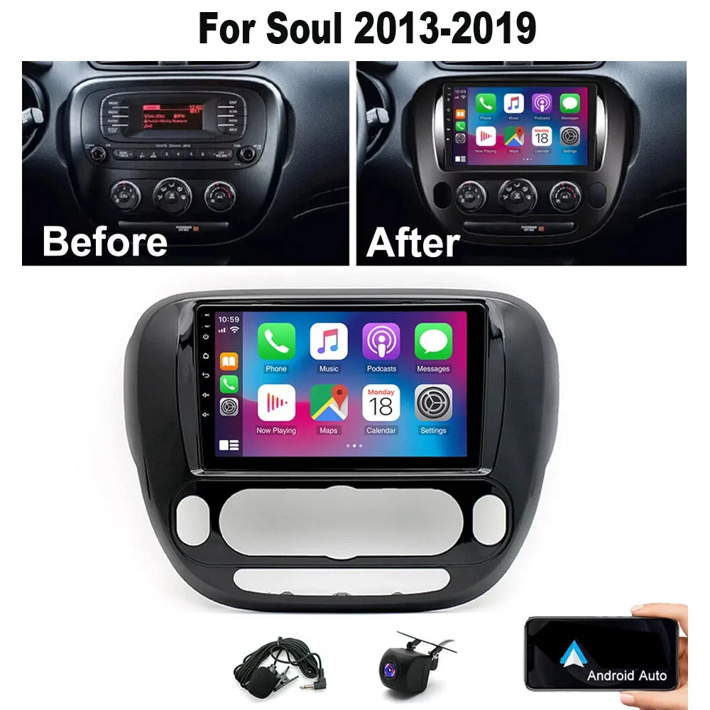 9inch 2+32G WIFI Car fit for Carplay Stereo Radio Navigation for Kia Soul 2013-2019 Android13.0 Car Multimedia Player Auto Radio