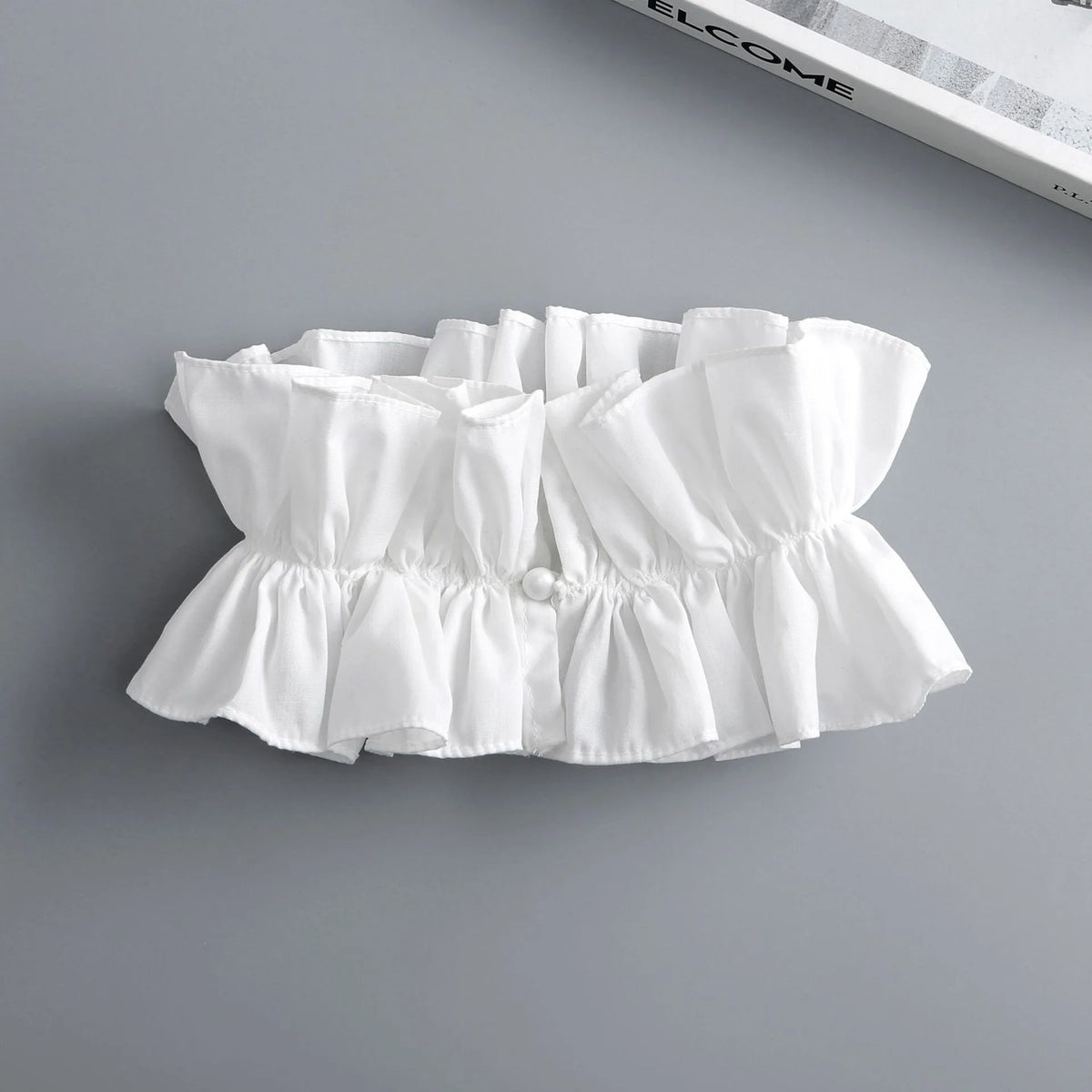 Fashion Ruffles Button Fake Collar for Women Stand Detachable Collar Fake Girls Vintage Lace Ladies False Blouse Collar