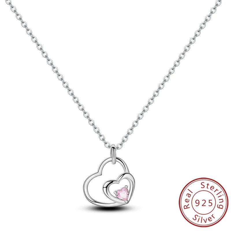 Necklace 925 Sterling Silver Butterfly Love Heart Bear Classic Simple Adjustable Necklace For Women Girl Fashion Jewelry Gifts
