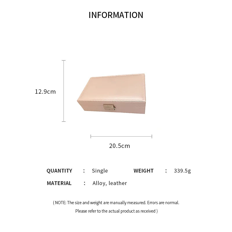 Large Square Jewelry Box Solid Color Leather Lock Boxes Earrings Necklace Bracelet Storage Display Boxes Travel Portable N