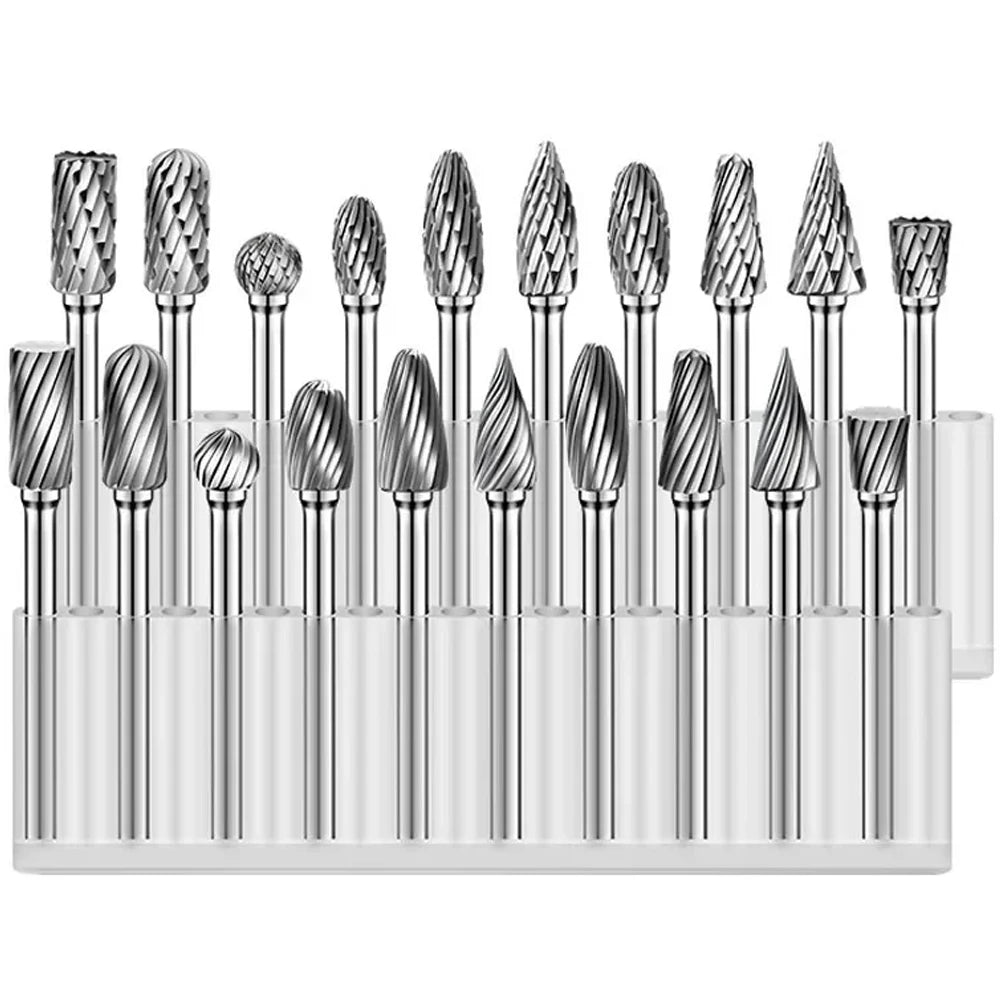 1/8" Shank 1/4" Head Length Tungsten Steel Rotary Carbide Burr Set  for Woodworking Drilling Metal Carving Engraving Polishing