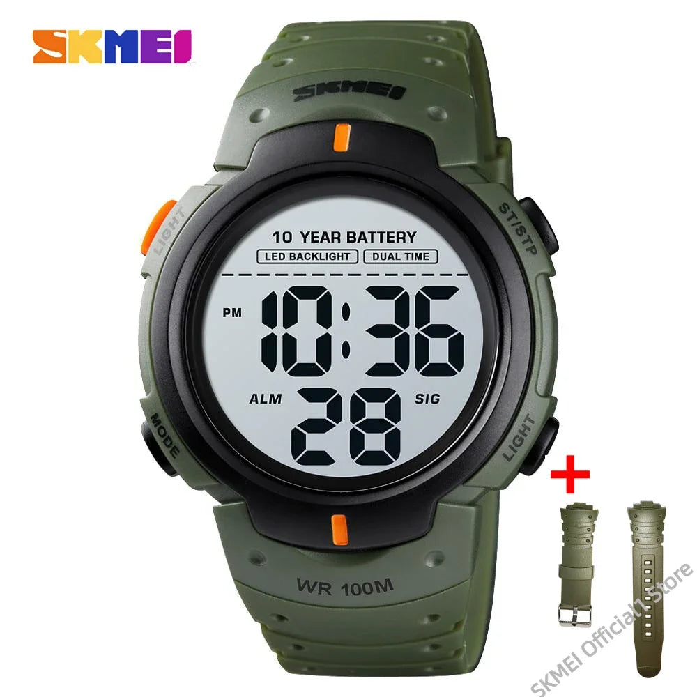 SKMEI 1560 Sport Electronics Watch for Men 100M Waterproof LED Display Digital Mens Wristwatches Stopwatch Military Reloj Hombre
