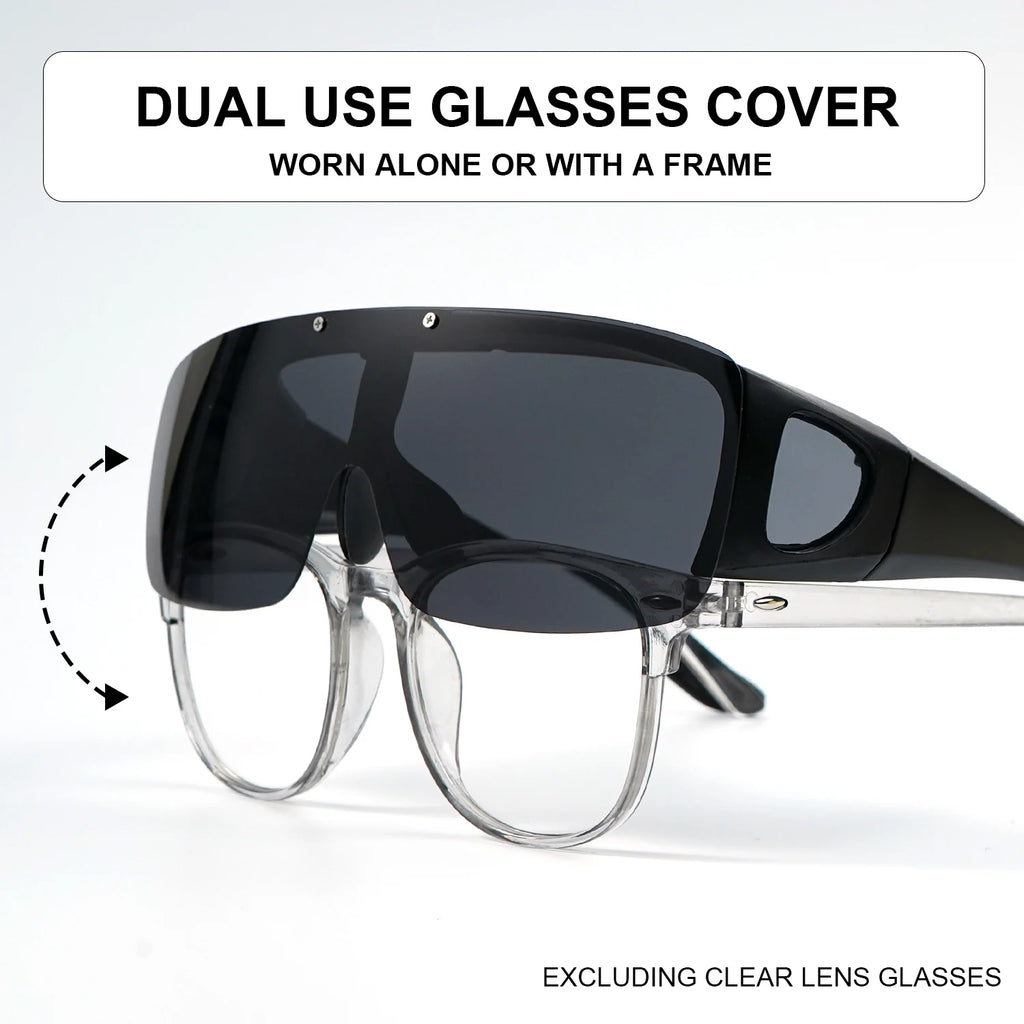Flip Up Fit Over Glasses Oversized Sunglasses UV400 Side Shield Over Prescription Eyeglasses Night Driving Fishing Shades