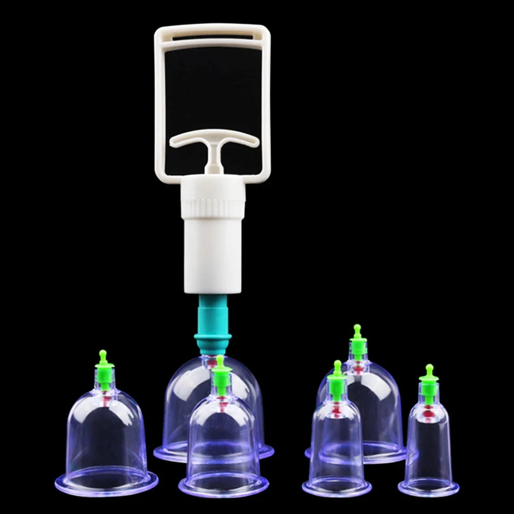 6-Piece Suction Cup Set with Hand Pump – Vacuum Cupping Tool for Back & Body Use