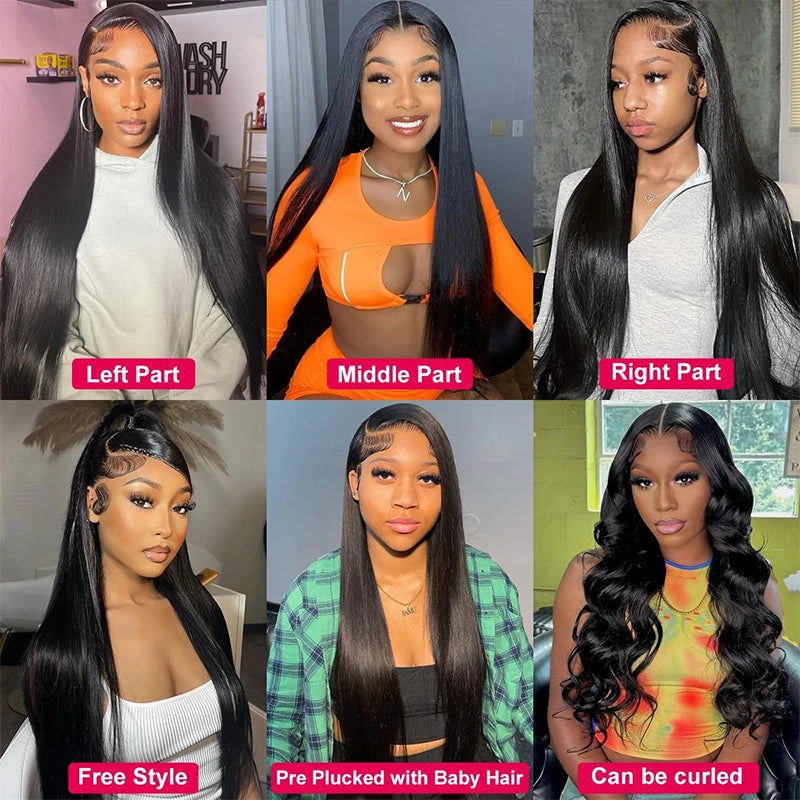 13x4 13x6 Bone Straight  Lace Front Human Hair Wig 30 38 Inch Transparent Lace Frontal Wig Human Hair Pre Plucked For Women