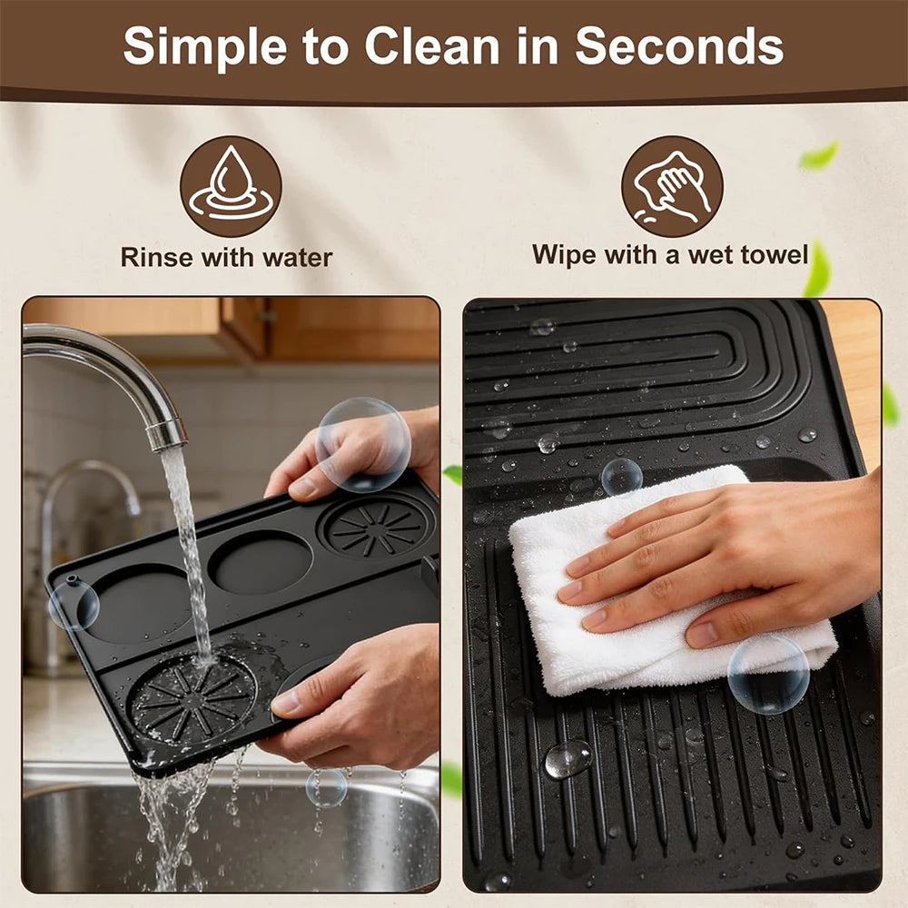 LMETJMA Silicone Coffee Mat Set for Ninja ES601 ES701 Espresso Machine Non Slip Coffee Machine Top Mat Cover Tamping Station Pad