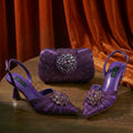 2026 Women's Elegant Green Rhinestone Slingback Heels & Matching Handbag Set COMFORT INCLUDED Stylish Pointed Toe Design Shoes