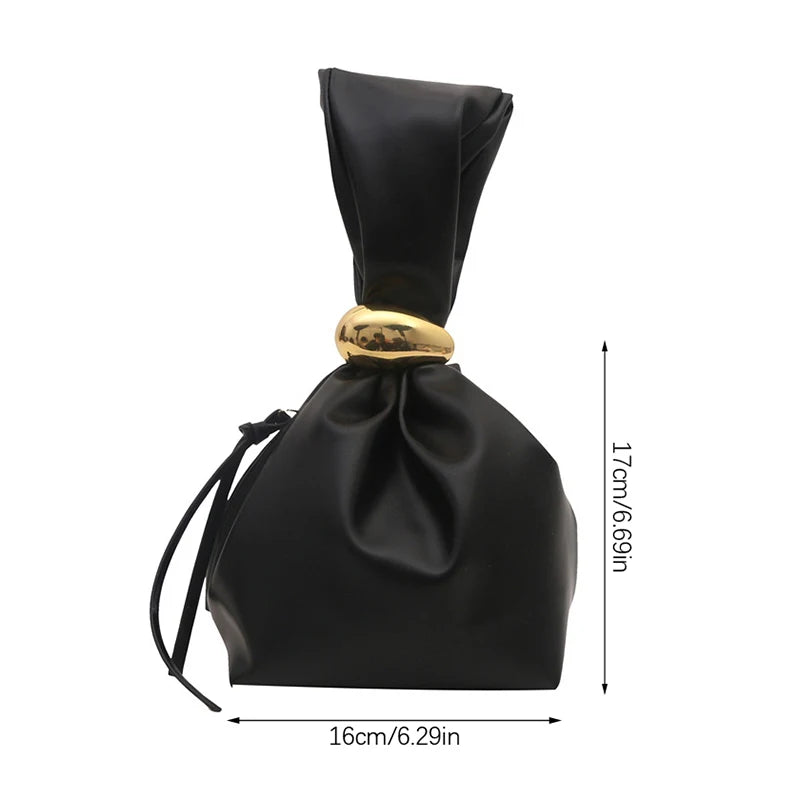 New Mini PU Leather Underarm Pleated Bag For Women Fashion Designer Female Retro Shoulder Bag Handbags And Purses