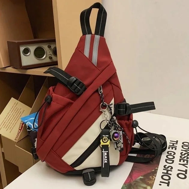 2024 Techwear Style Hip Hop Sport Motorcycle Backpack Men Women Multifunction Waterproof Travel Single Shoulder School Bag