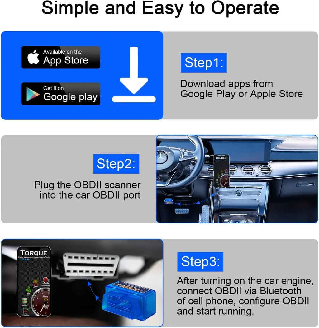 Mini ELM327 V1.5/V2.1 Bluetooth OBD2 Scanner Code Reader Car Diagnostic Tools Check Engine Scan  Car Fault Detector