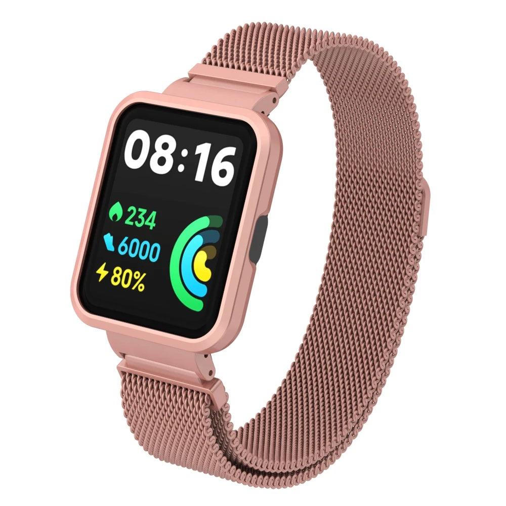 Milanese Strap For Xiaomi Redmi Watch 2 Lite Smart Watch Metal Frame Protector Case Bracelet Watchband For Redmi Watch 1 strap