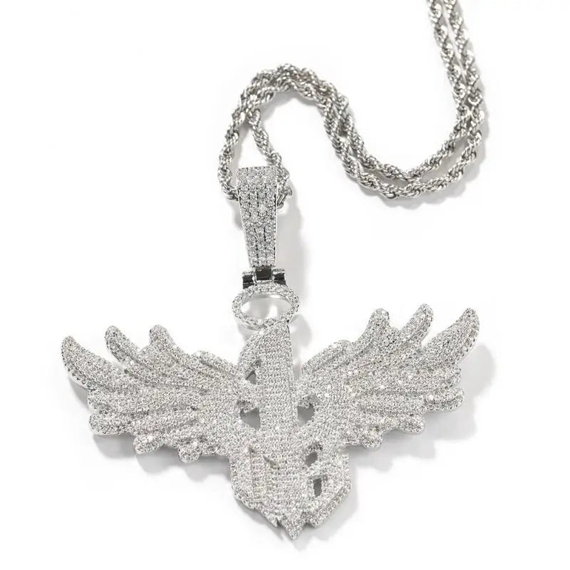 Men's Personality Is Cool, Ha's New Large Wing Pendant,  Copper Inlaid Zircon Fashionable Street Necklace Trend