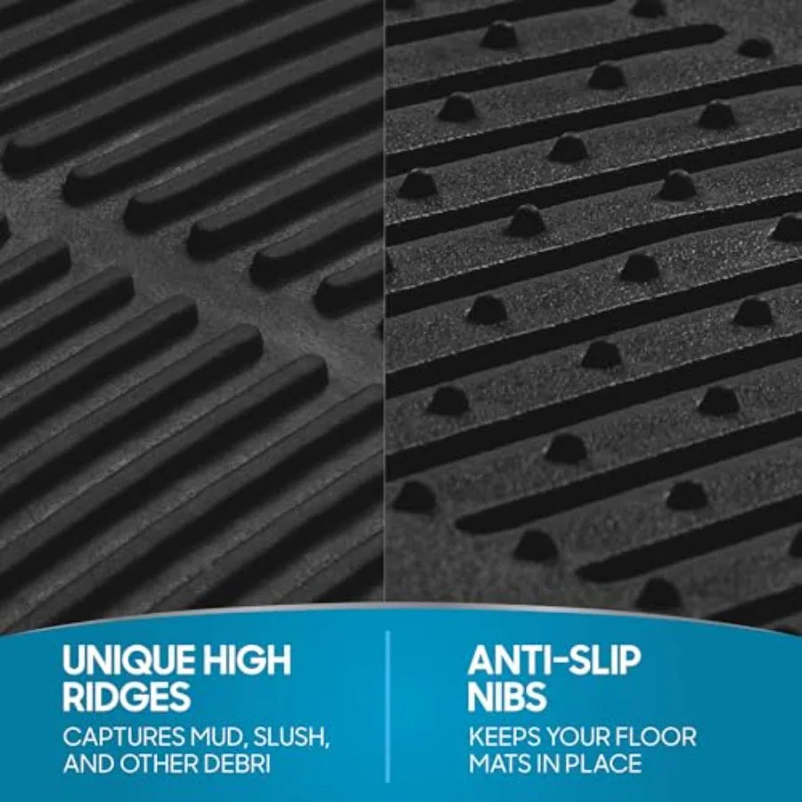 Floor Mats, 4-Piece All-Weather Car Mat with Universal Fit Design, Durable Rubber Car Floor Mats with Capture Ridges, Waterproo