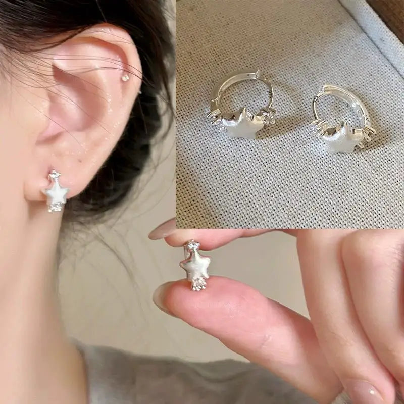 925 Sterling Silver Star Earring for Women Girl Personal Originality Trend Hip Hop Neutral Jewelry Gift Dropshipping
