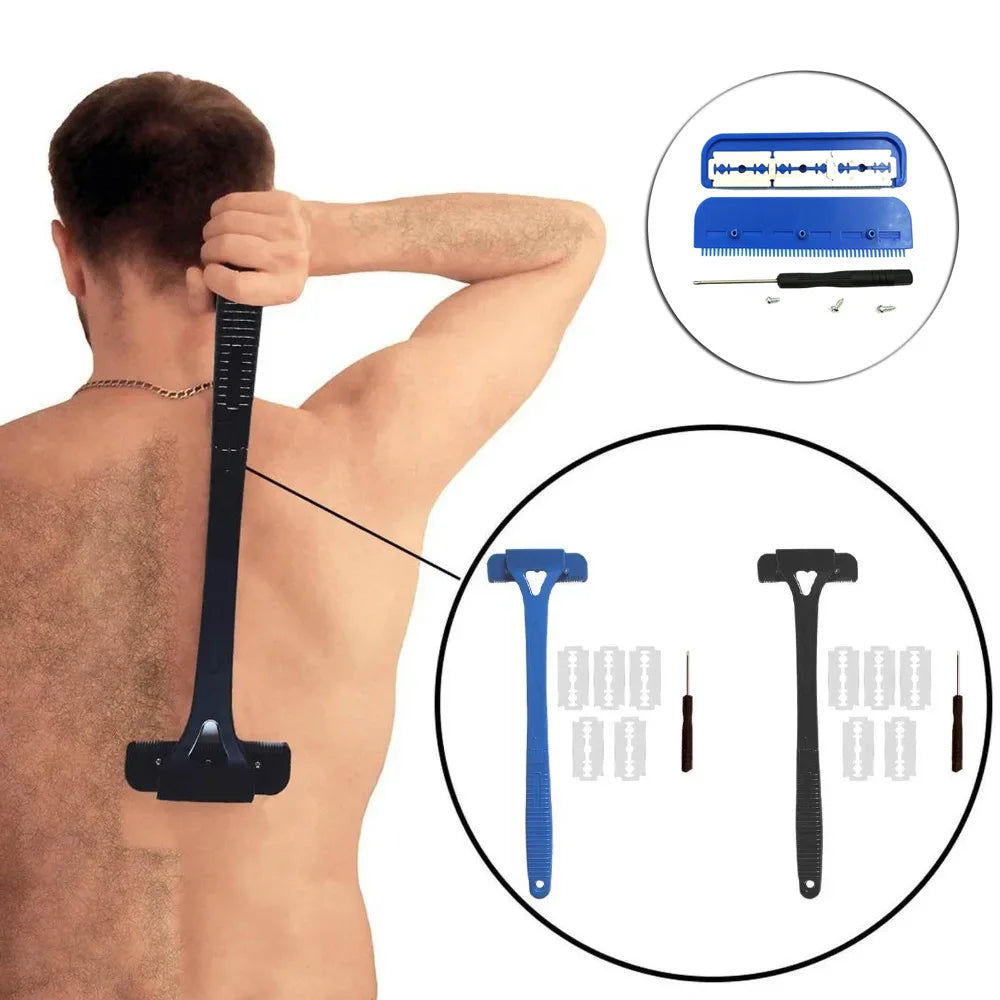 Men's Back Shaver Hair Body Shaver, Safety Long Handle, Foldable Trimmer, Body Leg Removal, Shaving Razor Tool Back Shavers