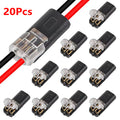 20/40/60/100 Pcs Double-Wire Plug-in Connector with Locking Buckle-Pluggable LED Wire Connectors 2 Way Electrical Wire Connector