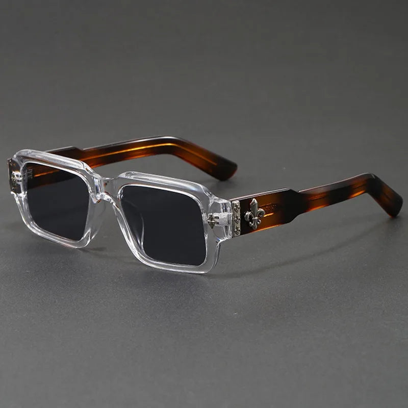 Retro Square Leopard Print Sunglasses For Men Women Fashion Punk Rectangle Sunglasses UV400