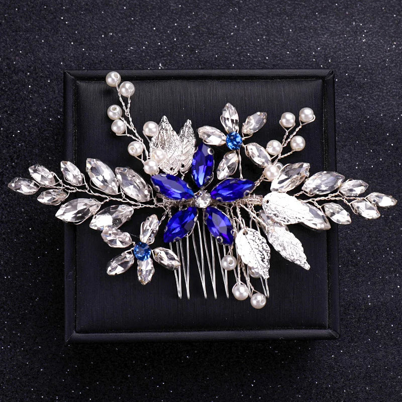 Wedding Crystal Pearls Hair Combs Handmade Hair Jewelry Bridal Headpiece Girls Headdress Women Hairpins Elegant Women Tiara