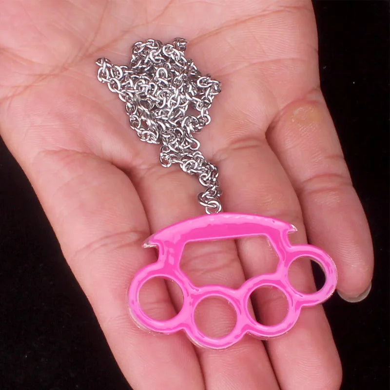 Resin imitation four-finger boxing glove joint pendant necklace metal chain fashion women new jewelry accessories