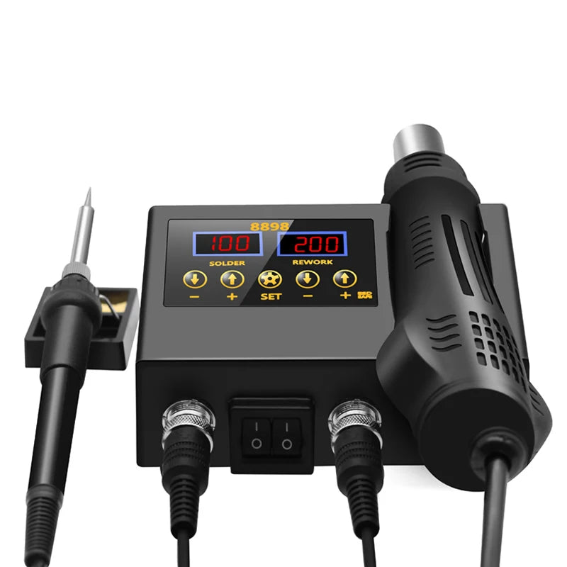 2 In 1 Soldering Station 8898 Digital Display Welding Rework Station Electric Soldering Iron And Hot Air Repair Tools 8858 8586D