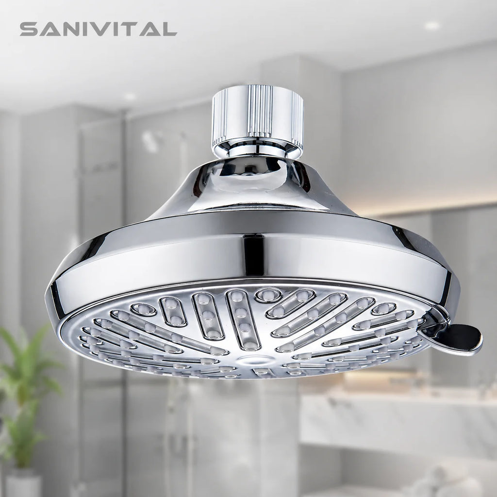 SANIVITAL Chrome ABS Fixed Rain Shower Head High Pressure Anti-Clog Nozzles Bathroom Replacement