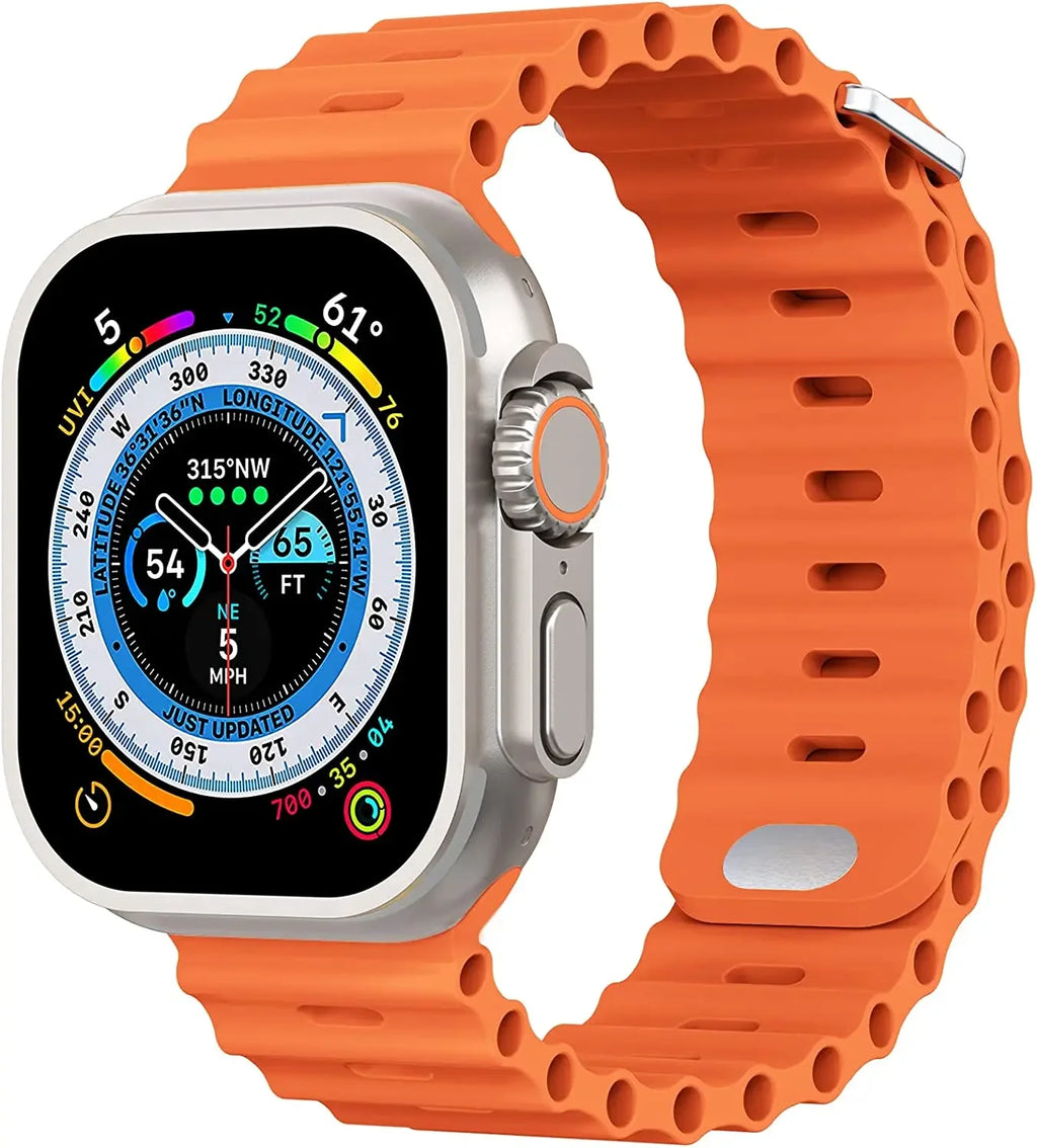 Ocean Strap For Apple Watch Ultra 3/2 Band 49mm 11 10 9 8 7 46mm 45mm 41mm Silicone Bracelet Belt iWatch 6 5 4 SE 44mm 42mm band