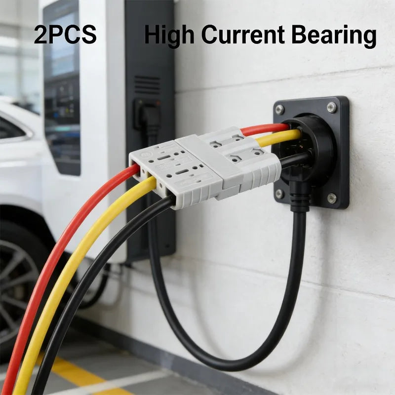 For Connector Plugs 50A Cable Kit Suitable for Anderson Plugs 50A Forklift Battery Charging 3-Pole Plug Battery Connection Cable